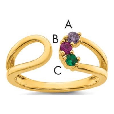 14K Yellow Gold Birthstone Mother's Wrap Ring