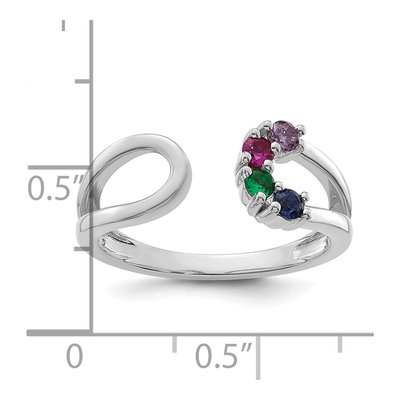 14K White Gold 4-Birthstone Mother's Ring Mounting – view 6