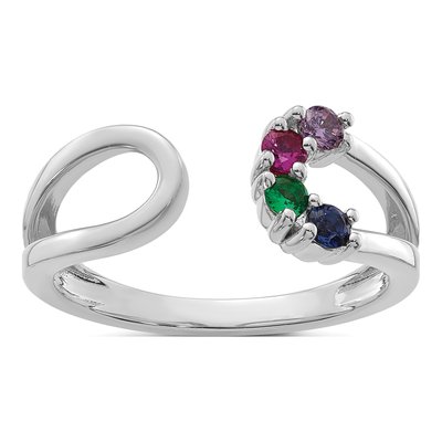 14K White Gold Birthstone Mother's Wrap Ring – view 2