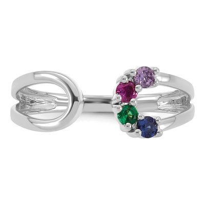 14K White Gold Birthstone Mother's Wrap Ring – view 5