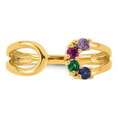14K Yellow Gold 4-Birthstone Mother's Ring Mounting – view 5