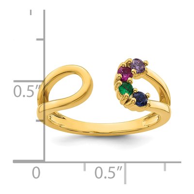 14K Yellow Gold 4-Birthstone Mother's Ring Mounting – view 6