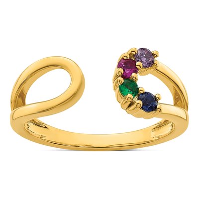 14K Yellow Gold Birthstone Mother's Wrap Ring – view 2