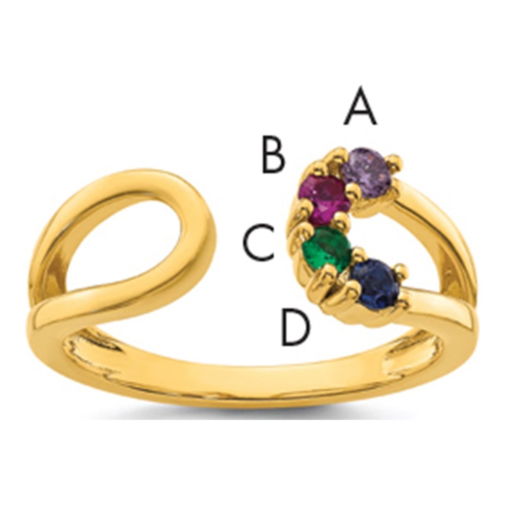 14K 4 Synthetic Birthstone Mother's Wrap Ring