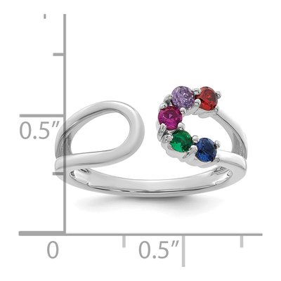 14K White Gold Birthstone Mother's Wrap Ring – view 6