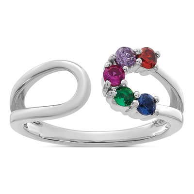 14K White Gold Birthstone Mother's Wrap Ring – view 2
