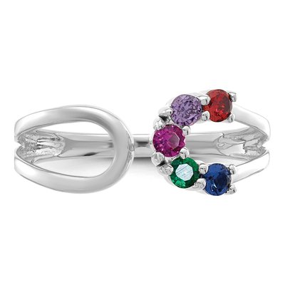 14K White Gold Birthstone Mother's Wrap Ring – view 5