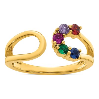 14K Yellow Gold 5-Stone Mother's Ring Mounting – view 2
