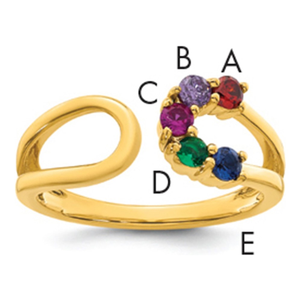 14K 5 Synthetic Birthstone Mother's Wrap Ring