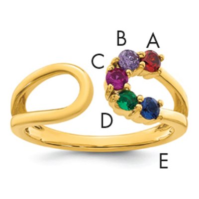 14K Yellow Gold Birthstone Mother's Wrap Ring