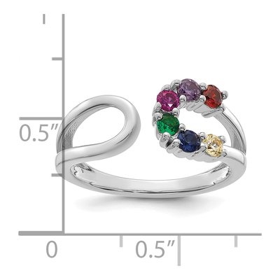 14K White Gold Birthstone Mother's Wrap Ring – view 6