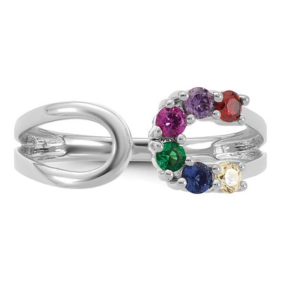 14K White Gold Birthstone Mother's Wrap Ring – view 5