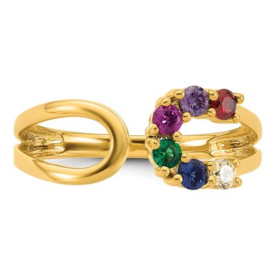 14K Yellow Gold Birthstone Mother's Wrap Ring – view 5