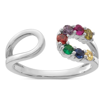 14K White Gold Birthstone Mother's Wrap Ring – view 2