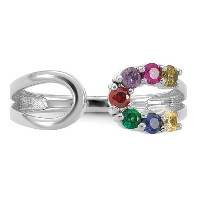 14K White Gold Birthstone Mother's Wrap Ring – view 5