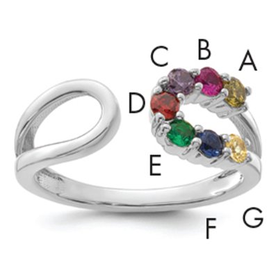14K White Gold Birthstone Mother's Wrap Ring