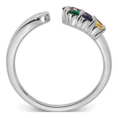 14K White Gold Birthstone Mother's Wrap Ring – view 3