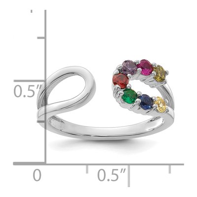 14K White Gold Birthstone Mother's Wrap Ring – view 6