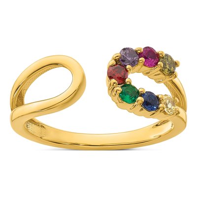 14K Yellow Gold 7-Stone Mother's Ring Mounting – view 2