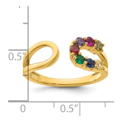 14K Yellow Gold 7-Stone Mother's Ring Mounting – view 6