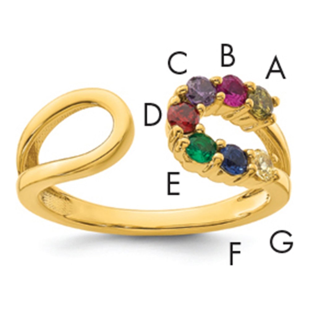 14K 7 Genuine Birthstone Mother's Wrap Ring