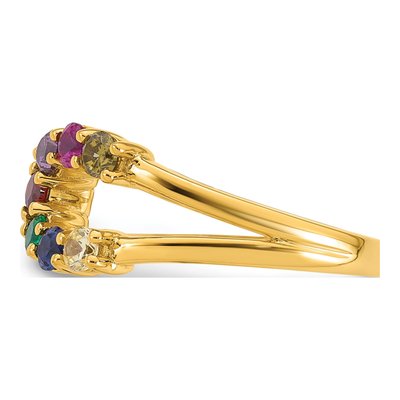 14K Yellow Gold Birthstone Mother's Wrap Ring – view 4