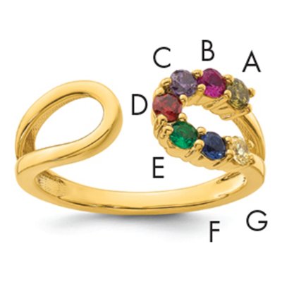 14K Yellow Gold Birthstone Mother's Wrap Ring