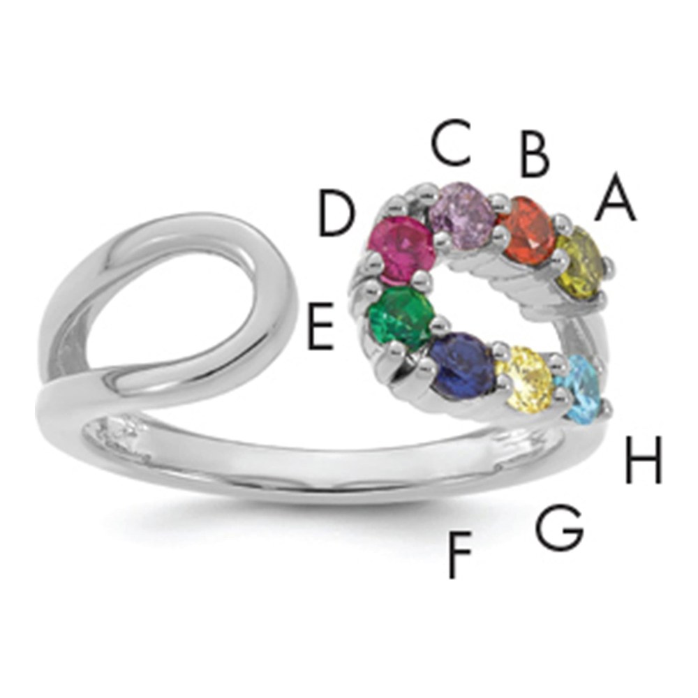 14K White Gold 8 Synthetic Birthstone Mother's Wrap Ring