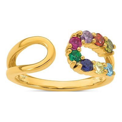 14K Yellow Gold 8-Stone Mother's Ring Mounting – view 2