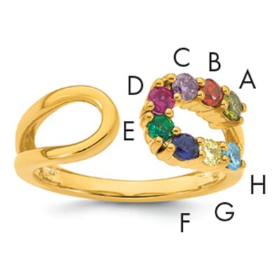 14K Yellow Gold Birthstone Mother's Wrap Ring