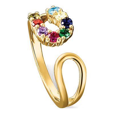 14K Yellow Gold Birthstone Mother's Wrap Ring – view 7