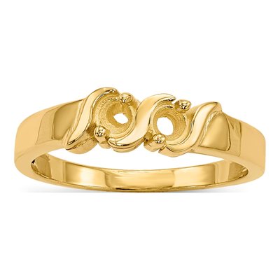 14K Yellow Gold 2-Stone Mother's Ring Mounting