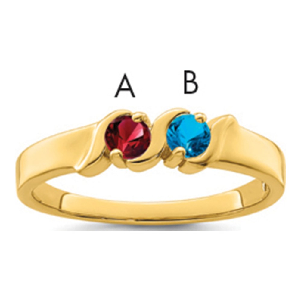 14K Yellow Gold Family Ring with Simulated Stone