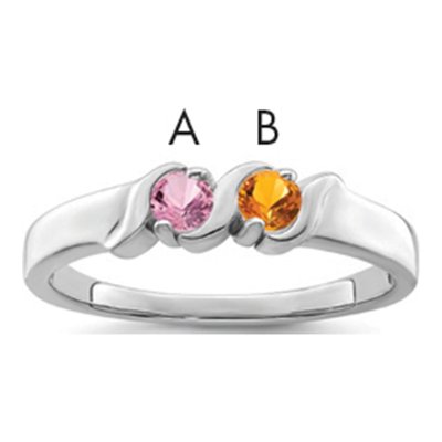 Sterling Silver Personalized 2-Stone Mother's Ring