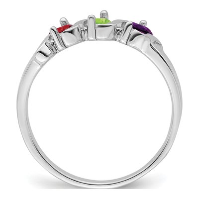 Sterling Silver or 14K White Gold 3-Stone Mother's Ring – view 3