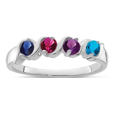Sterling Silver 4 Stone Mother's Ring, Personalized – view 2