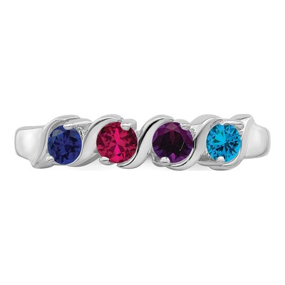 Sterling Silver 4 Stone Mother's Ring, Personalized – view 5