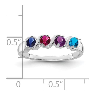 Sterling Silver 4 Stone Mother's Ring, Personalized – view 6