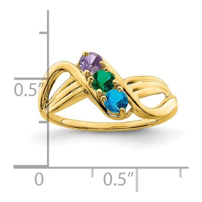 14K Yellow Gold 3-Stone Mother's Ring Mounting – view 5