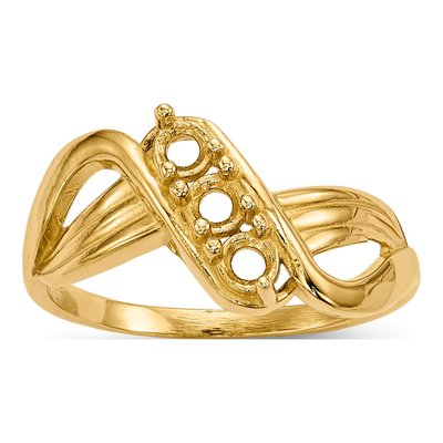 14K Yellow Gold 3-Stone Mother's Ring Mounting – view 6