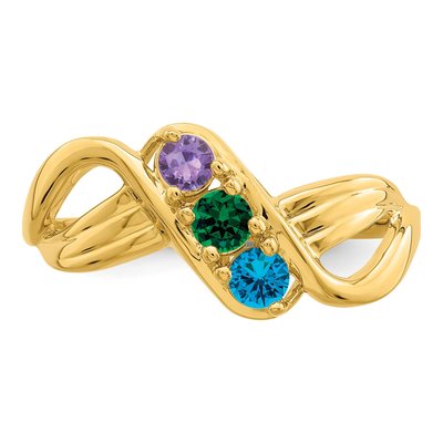 14K Yellow Gold 3-Stone Mother's Ring Mounting – view 7