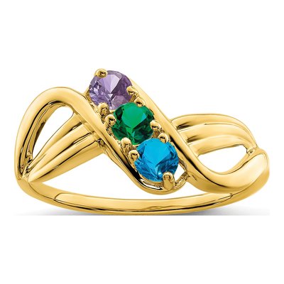 14K Yellow Gold 3-Stone Mother's Ring Mounting