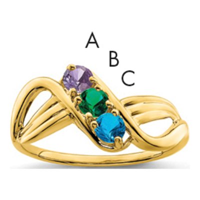 14K Yellow Gold 3-Stone Mother's Ring