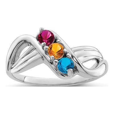Sterling Silver Personalized 3-Stone Mother's Ring – view 2