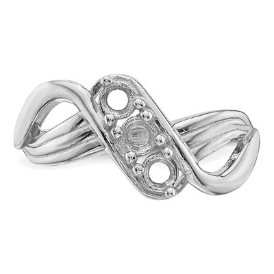 14K White Gold 3-Stone Mother's Ring Mounting – view 4