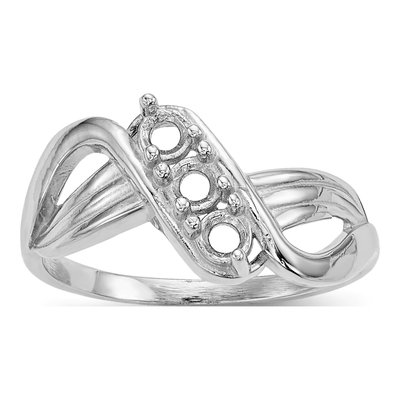 14K White Gold 3-Stone Mother's Ring Mounting