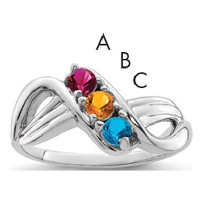 14K White Gold 3-Stone Mother's Ring – view 6