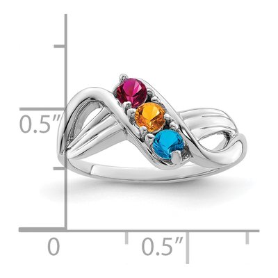 14K White Gold 3-Stone Family Ring – view 4