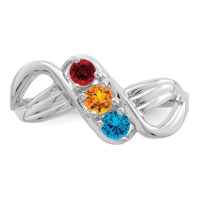 14K White Gold 3-Stone Family Ring – view 5