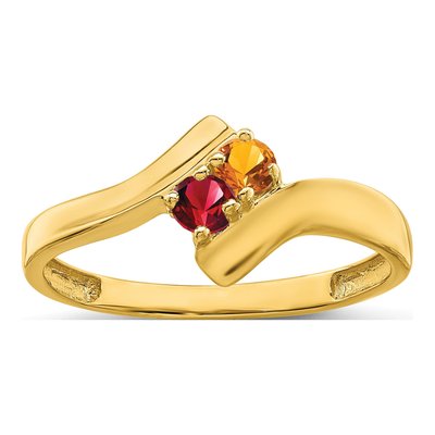 14K Yellow Gold 2-Stone Mother's Ring Mounting